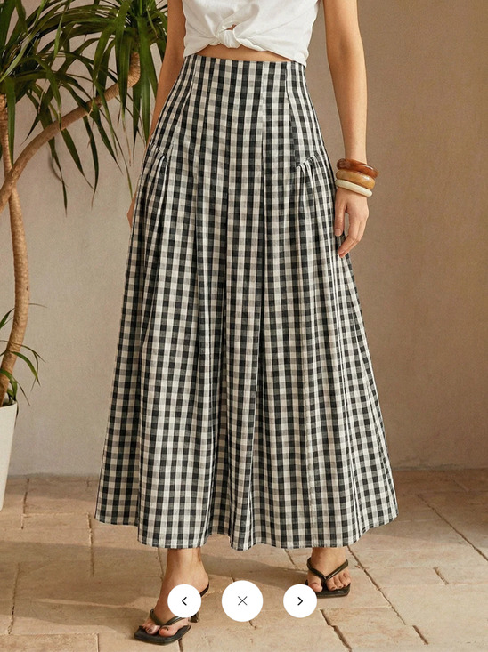 Commense Dresses & Skirts - NWT commense Gingham High-Waisted Pleated Midi Skirt Sz S